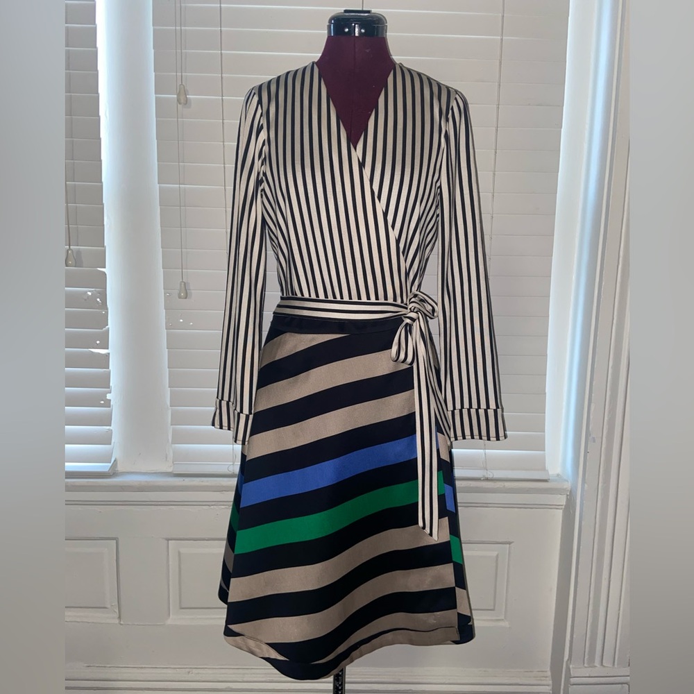 Diane von Furstenberg Amelia Striped Wrap Dress